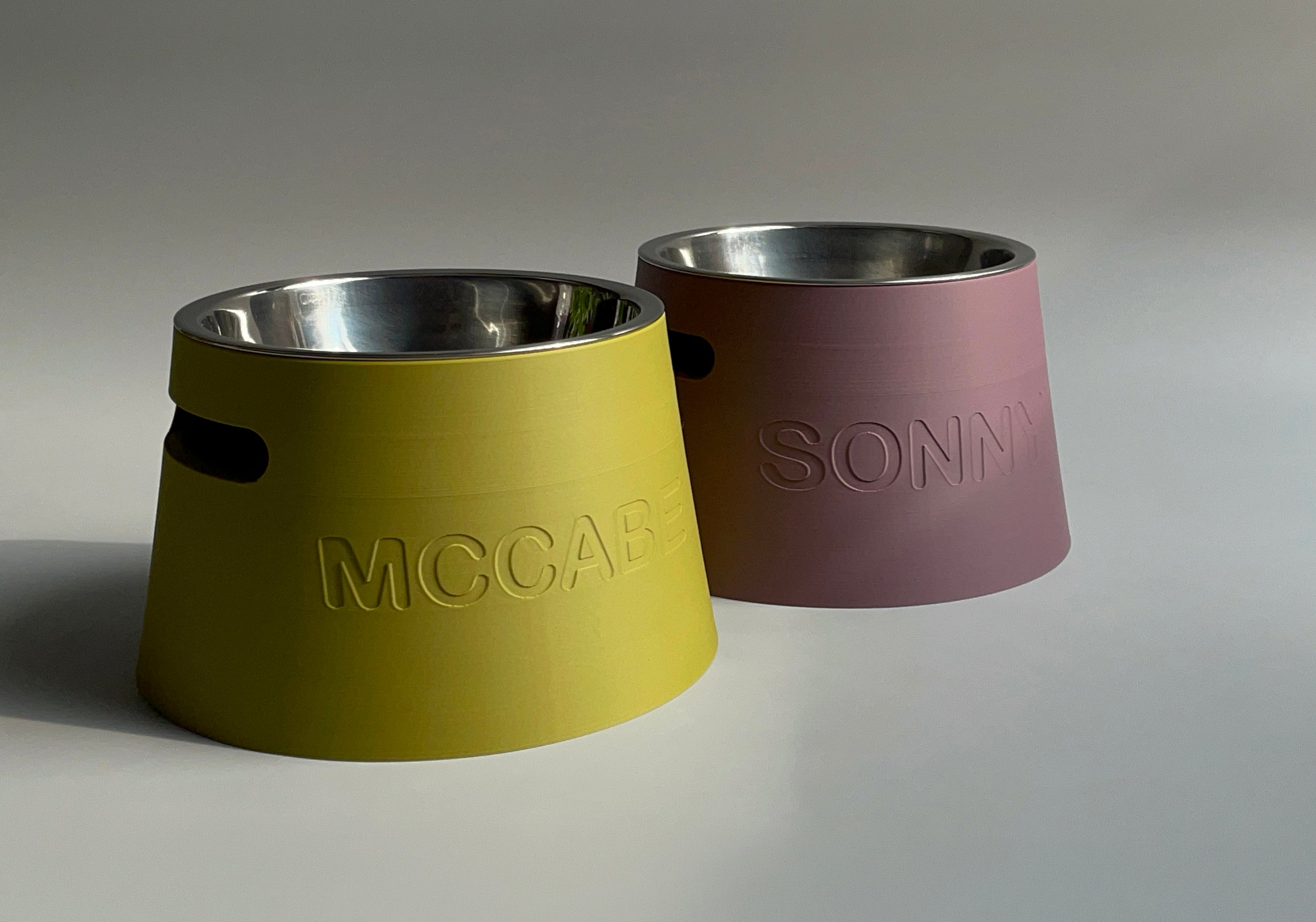 10 cm tall Personalized Elevated Dog Bowl Holder, Healthy Back, Custom Name